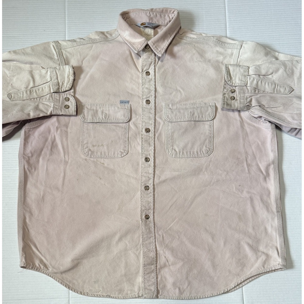 CARHARTT - Men's Vintage Button Canvas Faded Distressed Long Sleeve Shirt - 2XL*